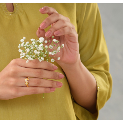 Blooming Grace 22K Gold Floral Party Finger Ring