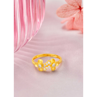 Blooming Grace 22K Gold Floral Party Finger Ring