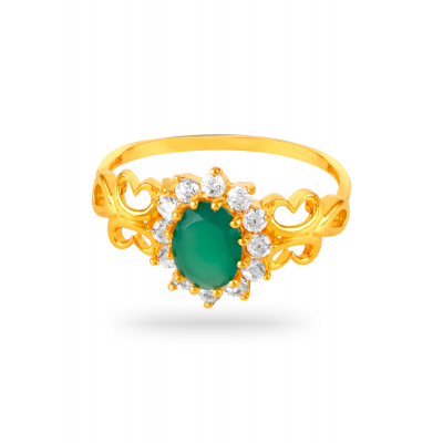 Party Perfect 22K Gold Emerald Party Finger Ring