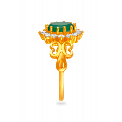 Party Perfect 22K Gold Emerald Party Finger Ring