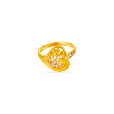 Elegant Heart 22K Gold Finger Ring
