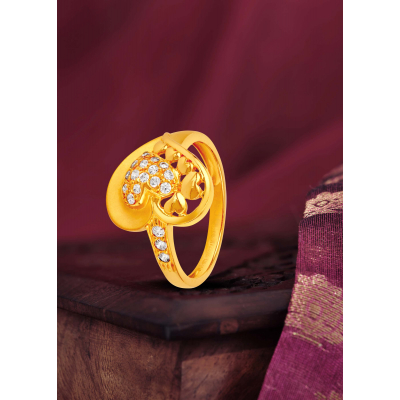 Elegant Heart 22K Gold Finger Ring