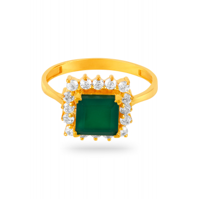Emerald Elegance 22K Gold Zircon Party Finger Ring