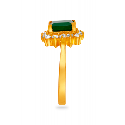 Emerald Elegance 22K Gold Zircon Party Finger Ring