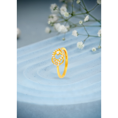 Nature's Luxury 22K Gold Floral Party Finger Ring
