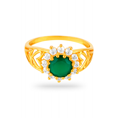 Glam Emerald 22K Gold and Party Finger Ring