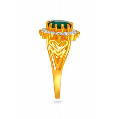 Glam Emerald 22K Gold and Party Finger Ring