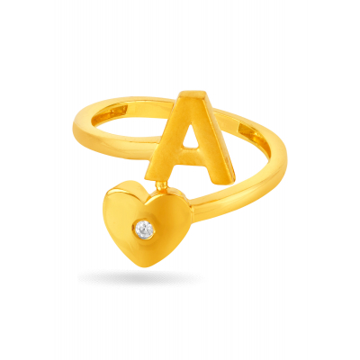 Alphabet 'A' 22K Gold Signature Finger Ring