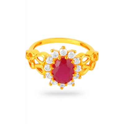 Ruby Radiance 22K Gold Elegant Party Finger Ring