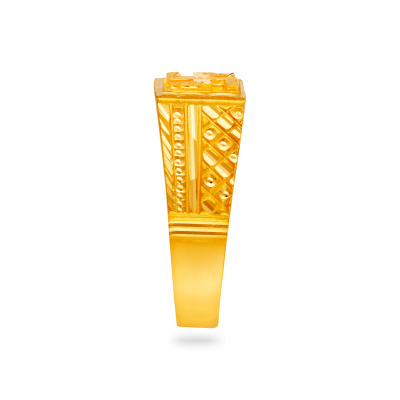 Swastik Embossed 22K Gold Finger Ring