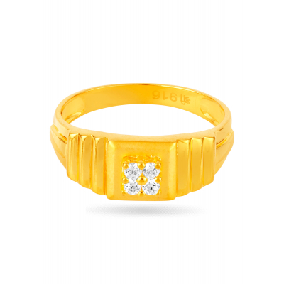 Bold Square 22K Gold Statement Party Finger Ring
