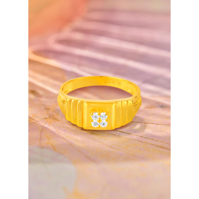 Bold Square 22K Gold Statement Party Finger Ring