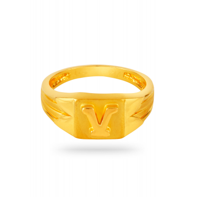 Alphabet Charm 22K Gold Finger Ring