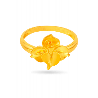 Nature's Elegance 22K Gold Floral Finger Ring