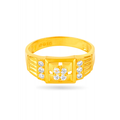 Regal Square 22K Gold Stone Party Finger Ring