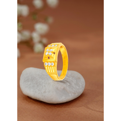 Regal Square 22K Gold Stone Party Finger Ring