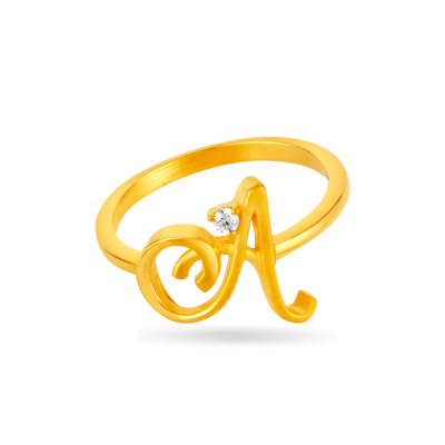 Alphabet 'A' 22K Gold Inspired Finger Ring