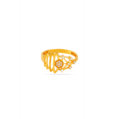 Zigzag Sparkle 22K Gold Finger Ring