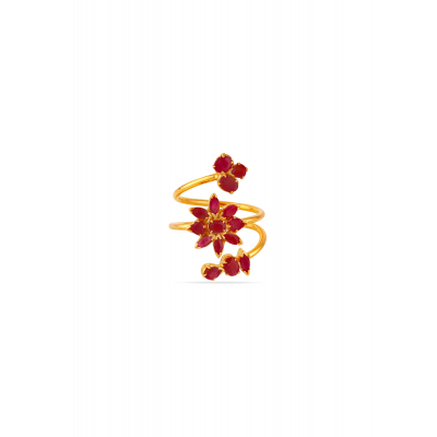 Ruby Spiral 22K Gold Party Finger Ring