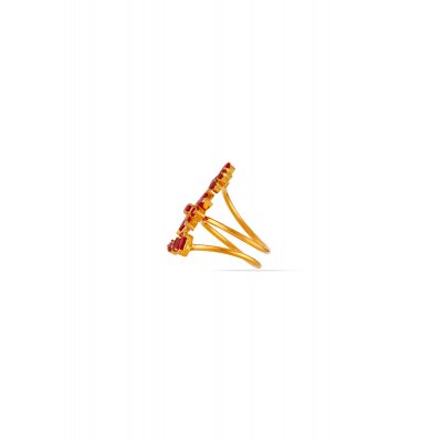 Ruby Spiral 22K Gold Party Finger Ring