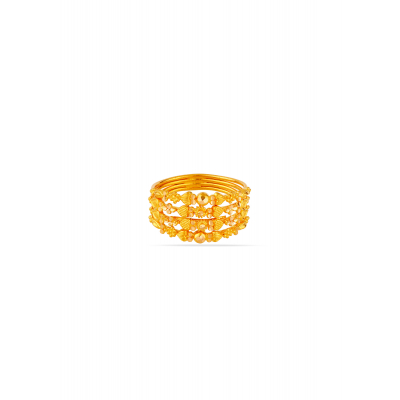 Floral Whispers 22K Gold Spiral Finger Ring