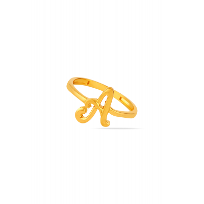 Charming Alphabet 'A' 22K Gold Finger Ring