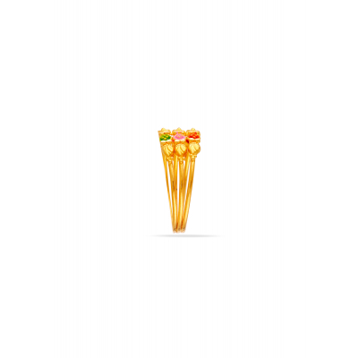 Tricolor Dreamy Floral 22K Gold Finger Ring
