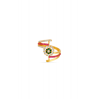 Starlit Radiance 22K Gold Multistone Party Finger Ring