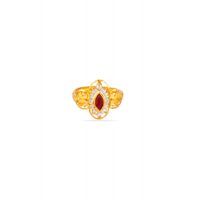 Ruby Spiral 22K Gold Artistic Finger Ring