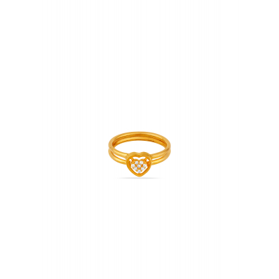 Heartfelt Sparkle 22K Gold Heart Finger Ring