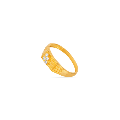 Sleek Grid 22K Gold Pave Finger Ring