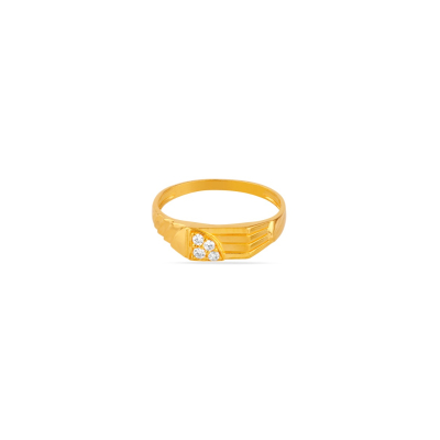 Sleek Grid 22K Gold Pave Finger Ring