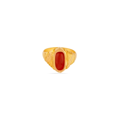 Red Ember 22K Gold Coral Finger Ring