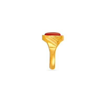 Red Ember 22K Gold Coral Finger Ring
