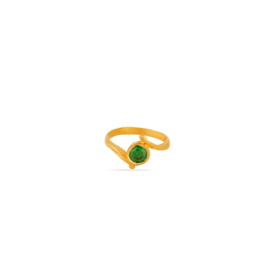 Green Emerald Grace 22K Gold Nellore Finger Ring