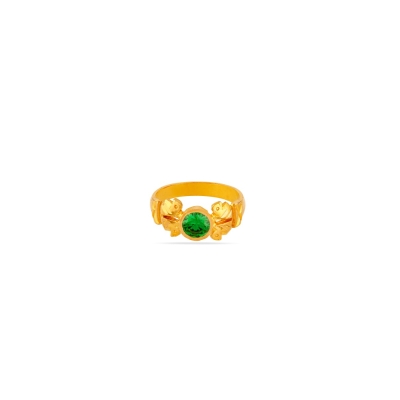 Emerald Essence 22K Gold Green Finger Ring