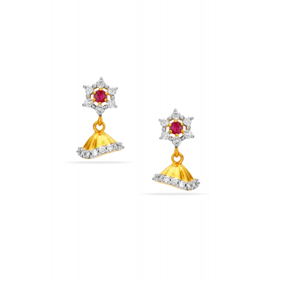 Floral Shine Diamond Jhumka Earring