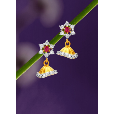 Floral Shine Diamond Jhumka Earring