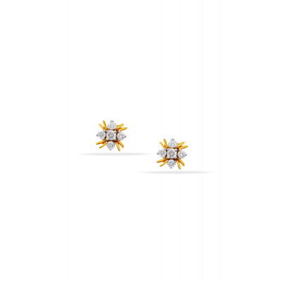 Lovely Floral Sparkle Diamond Stud Earring