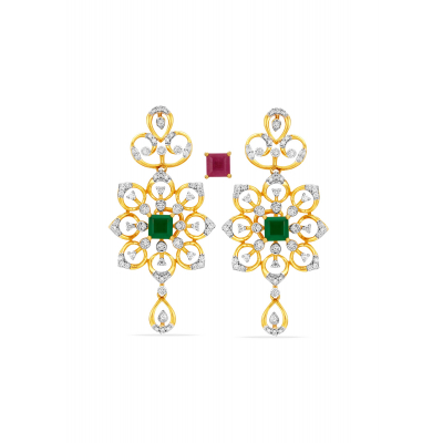 Lotus Bloom Diamond Hanging Earring