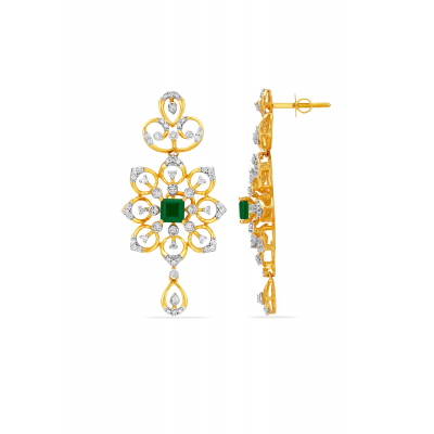 Lotus Bloom Diamond Hanging Earring