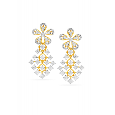 Floral Sparkle Diamond Hanging Earring