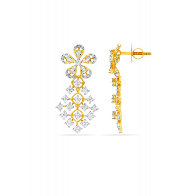 Floral Sparkle Diamond Hanging Earring