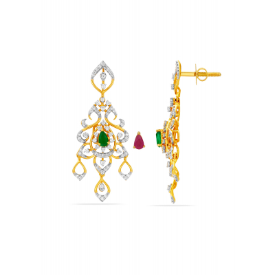 Lotus Blossom Diamond Hanging Earring