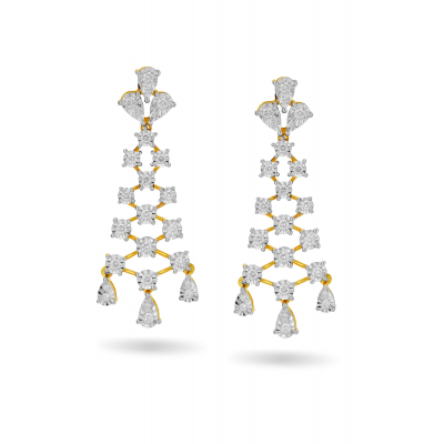 Elegant Scarlet Diamond Hanging Earring