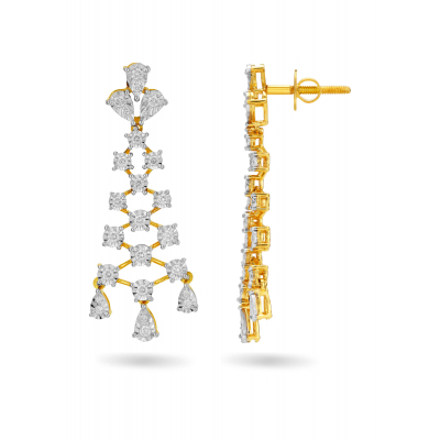 Elegant Scarlet Diamond Hanging Earring