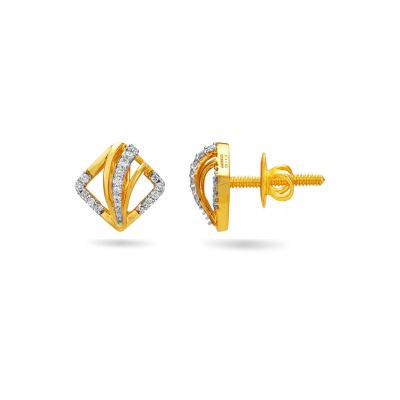 Graceful Taper Diamond Stud Earring
