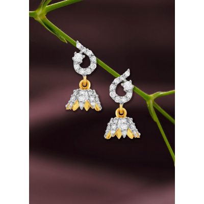 Floral Elegance Diamond Jhumka Earring