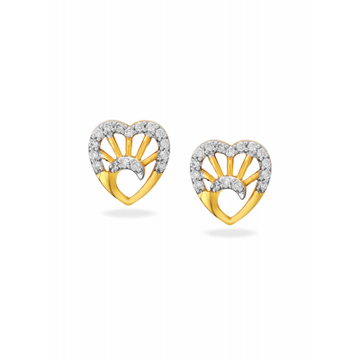 Heart Motif Diamond Stud Earring
