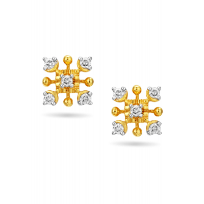 Graceful Floral Lily Diamond Stud Earring